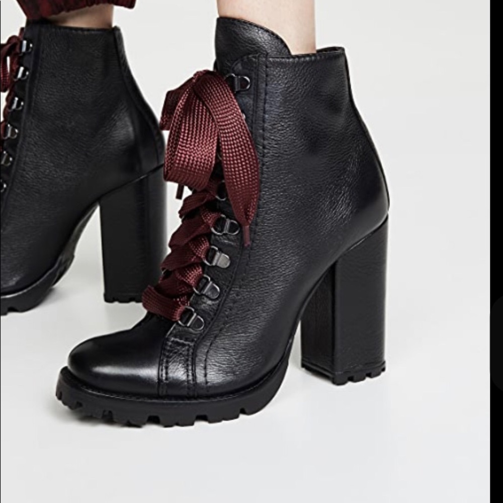 Schutz NIB Black Zara Lug Sole Gloss Leather Booties